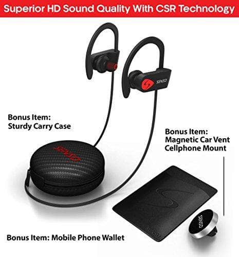 SENSO Bluetooth Headphones Best Wireless Sports Earphones w Mic