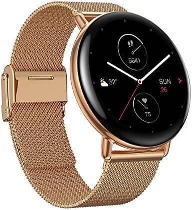 Zepp E Circle Smart Watch Health and Fitness Tacker with Heart Rate, SpO2 and REM Sleep Monitoring, Stainless Steel Body, Metal Band, Champagne Gold - DealYaSteal