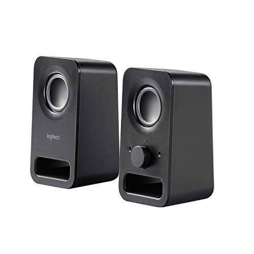 Logitech Z150 Compact Multimedia Stereo Speakers, 3.5mm Audio Input, Integrated Controls, Headphone Jack, Computer/Smartphone/Tablet/Music Player - Midnight Black - DealYaSteal