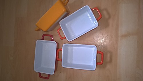 Set Of 4 Rectangular Bright-coloured Small Oven To Table Lasagne/ Pie/ Casserole/ Tapas/ Baking Dish (5x 10x 12cm) - DealYaSteal