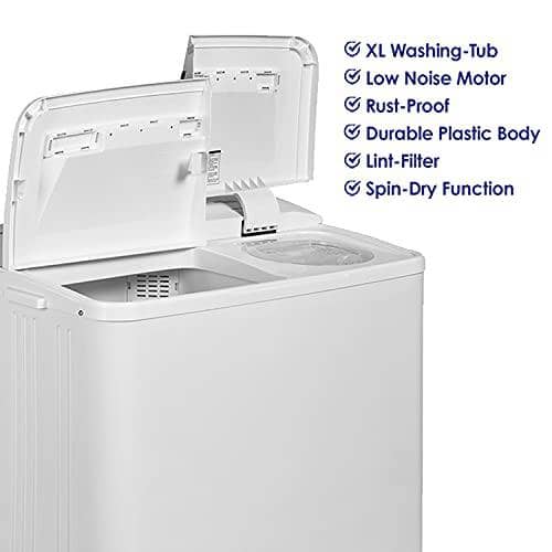 Super General 8 kg Twin-tub Semi-Automatic Washing Machine White efficient Top-Load Washer with Lint Filter Spin-Dry SGW80 82.7 x 48.5 x 86.5 cm - DealYaSteal