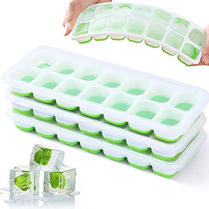 VEHHE Ice Cube Trays, 3 Pack Reusable Silicone 14-Ice Cube Tray with Spill-Resistant Removable Lid, Flexible and Odorless Ice Cube Moulds for Whiskey and Cocktails - DealYaSteal