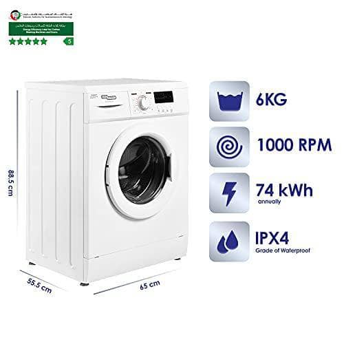 Super General 6 kg Front Loading Washing Machine 6100NLED 1000 RPM Washer Energy-Saving White 23 Programs - DealYaSteal