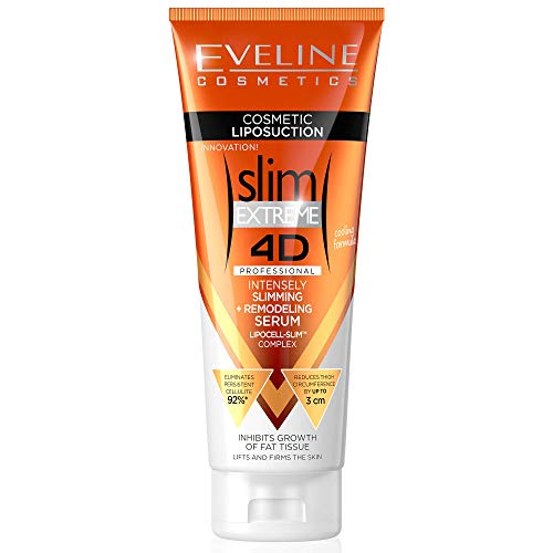 Eveline Cosmetics Slim Extreme 4D Professional Intensely Slimming + Remodeling Serum | 250 ml | Fat Burning Cellulite Slimming Hot Cream | Cooling Formula | Flat Belly, Slim Arms, Legs, Abdomen - DealYaSteal