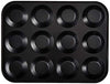 Everyday Baking KB1038 Non-Stick Premium Coated 12 Cup Bunsheet Tray - 31.5cmx24cmx1.2cm , Black - DealYaSteal