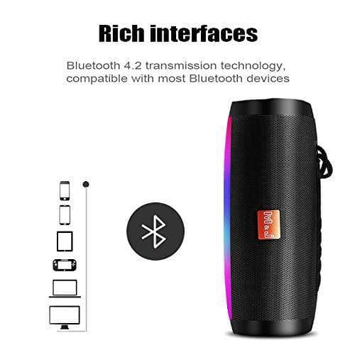Portable Wireless Bluetooth Speaker Hi-Fi Stereo Speaker with Colorful LED Lights Built-in Mic aUX TF FM Radio Hands Free Support for iPhone Samsung android Smartphone iPad Laptop - DealYaSteal