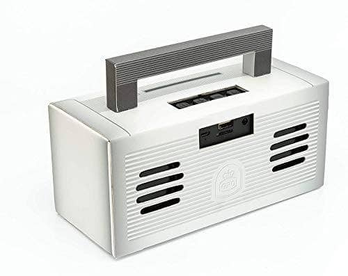 GPO Retro BRONX - Mini Wireless Bluetooth Speaker Compact Retro Portable Speaker with Rechargeable Battery includes USB Port TF Card Port & Aux - Silver - DealYaSteal