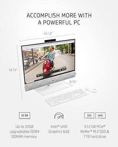 HP 27 Pavilion All-in-One PC, 10th Gen Intel i7-10700T Processor, 16 GB RAM, Dual Storage 512 GB SSD and 1TB HDD, Full HD IPS 27 Inch Touchscreen, Windows 10 Home, Keyboard and Mouse (27-d0072, 2020) - DealYaSteal