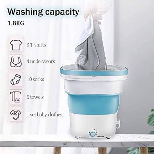 Folding Washing Machine Mini Automatic Travel Home Travel Underwear Foldable Washer And Dryer for Travel Camping Apartment Dormitory Assorted colour XPB18-8 - DealYaSteal