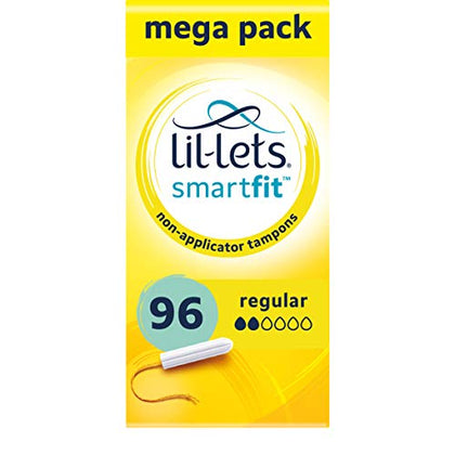 Lil-Lets Non-Applicator Regular Tampons X 96 | 6 Packs of 16 | Light to Medium Flow - DealYaSteal