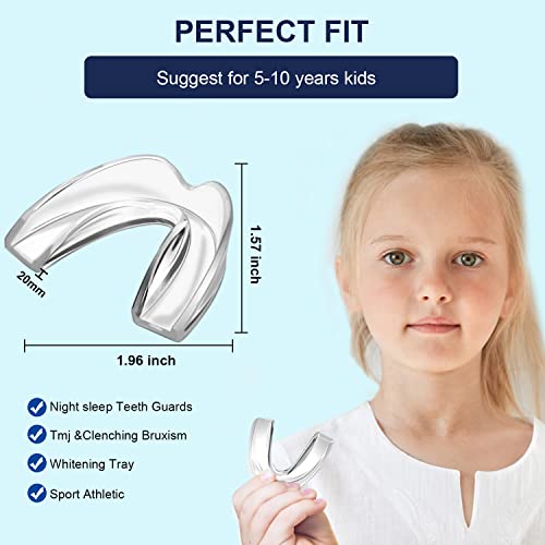 EastermCare Kids Mouth Guards for Teeth Grinding, Pack of 4 Bite Guards + Dental Guard Case, Eliminate Clenching Bruxism, Teeth Whitening Tray & Sports, Child Moldable Bite Guards(5-10 years old kids) - DealYaSteal