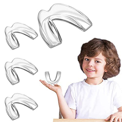 EastermCare Kids Mouth Guards for Teeth Grinding, Pack of 4 Bite Guards + Dental Guard Case, Eliminate Clenching Bruxism, Teeth Whitening Tray & Sports, Child Moldable Bite Guards(5-10 years old kids) - DealYaSteal