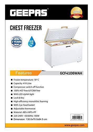 Geepas GCF4106WAH Chest Freezer, 410L - DealYaSteal