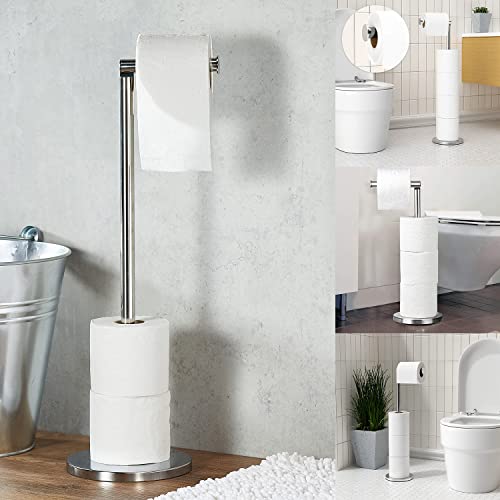 Crystals 2 in 1 Stainless Steel 4 Paper Roll Storage Free Standing with Heavy Duty Base Bathroom Toilet Roll Holder Dispenser - DealYaSteal