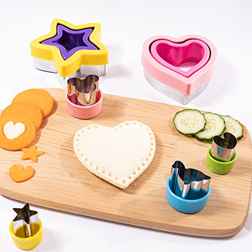 Dravency 8 Pieces Sandwich Cutters and Sealer, Decruster Sandwich crimpers for Making Sandwiches, Hamburgers, Pies, with Vegetable Fruit Cutters for Kids Lunch Box and Bento Box - DealYaSteal