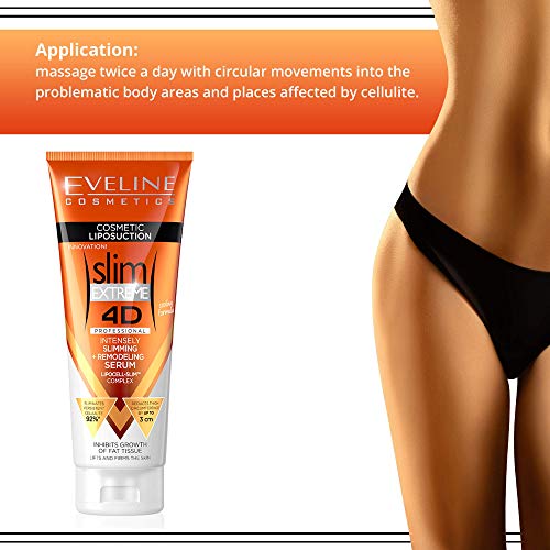 Eveline Cosmetics Slim Extreme 4D Professional Intensely Slimming + Remodeling Serum | 250 ml | Fat Burning Cellulite Slimming Hot Cream | Cooling Formula | Flat Belly, Slim Arms, Legs, Abdomen - DealYaSteal