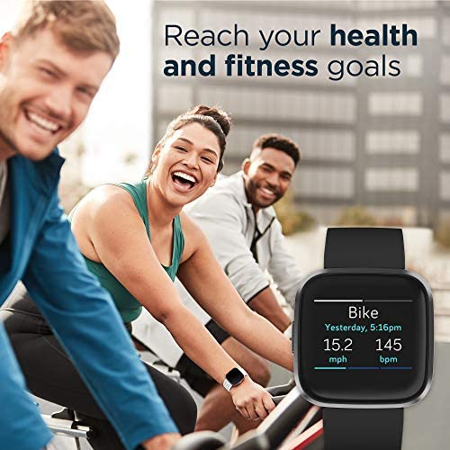 Fitbit Versa 2 (NFC), Health and Fitness Smartwatch with Heart Rate, Music, Sleep and Swim Tracking, One Size (S and L Bands Included) - Black/Carbon - DealYaSteal