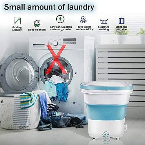 Folding Washing Machine Mini Automatic Travel Home Travel Underwear Foldable Washer And Dryer for Travel Camping Apartment Dormitory Assorted colour XPB18-8 - DealYaSteal
