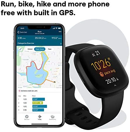 Fitbit Versa 3, Health & Fitness Smartwatch with GPS, 24/7 Heart Rate, Voice Assistant & up to 6+ Days Battery, Black/Black Aluminium - DealYaSteal
