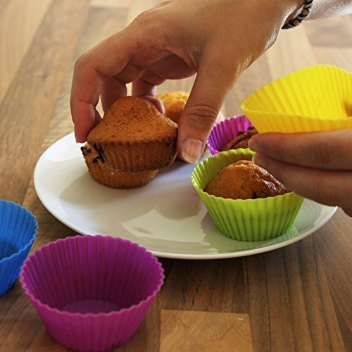 Cupcake Molds, 24 Pack Reusable Silicone Baking Cases Muffin Molds - DealYaSteal