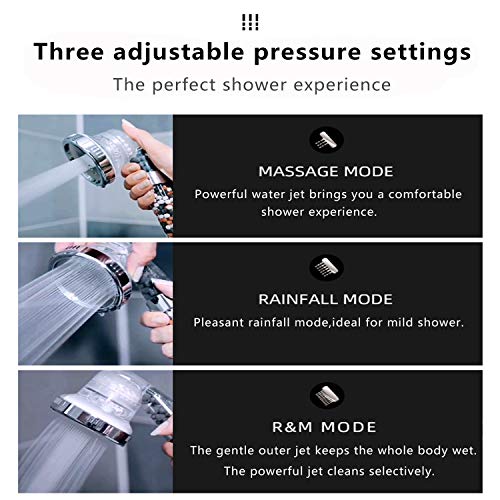 ComfiTech Shower Head, Ionic Shower Head with 2M Shower Hose, Filter Shower Head for Hard Water to Increase Pressure 3 Modes Spray Function Contains Extra Replaceable Filter Beads - DealYaSteal