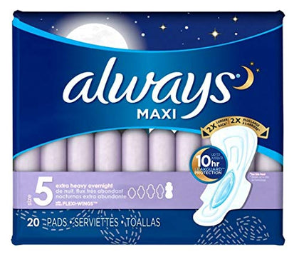 Always 3700017902 Extra Heavy Overnight Maxi Pad with Flexi-Wing, Pack of 20 - DealYaSteal