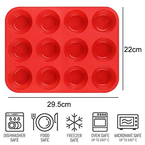 Silicone Muffin Trays for 12 Muffins Non-Stick Muffin Cupcake Tin, Baking Mould for Muffins or Cupcakes Bakeware - DealYaSteal