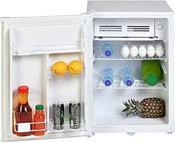 Super General 90 Liter Gross Volume Compact Mini-Refrigerator SGR045H White Beverage-Fridge with Child Lock Shelf Freezer-Box reversible door 47.5 x 44.5 x 69.5 cm - DealYaSteal