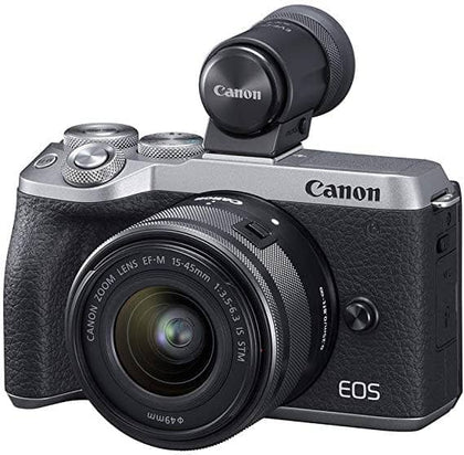 Canon EOS M6 Mark II Mirrorless Camera, (Silver)+Ef-M 15-45mm F/3.5-6.3 IS STM + Evf Kit, 3612C011 - DealYaSteal