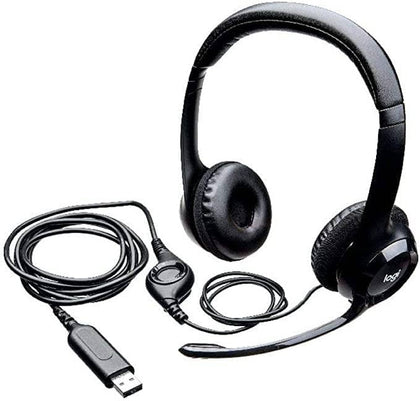 Logitech H390 Wired Headset Stereo Headphones with Noise-Cancelling Microphone USB In-Line Controls PC/Mac/Laptop - Black - DealYaSteal
