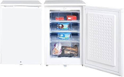 Super General Upright Freezer 125 Liter, SGUF-125-H, White, small Deep-Freezer with 4 Plastic Boxes, reversible Door with Lock & Key, 55 x 58 x 85 cm - DealYaSteal