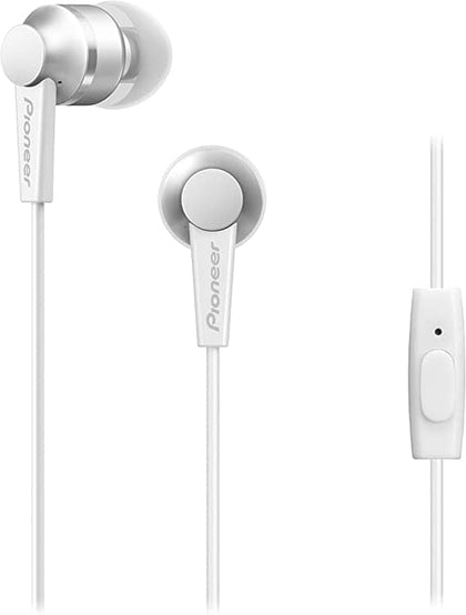 Pioneer SE-C3T(W) In-Ear Headphones (Aluminium body, Control panel, Microphone, Silicone earplugs, light-compact-convenient, Industrial Design, for iPhone, Android Smartphones), Alpine White - DealYaSteal